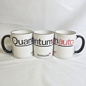 Set of 3 Travelers Insurance Quantum Auto Promotional‎ Coffee Mug, M Ware China